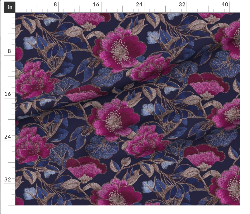 Thumbnail: The Threaded Blooms 3  in Midnight Fuschia by Marta Rusin yard etc