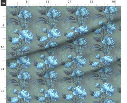 Thumbnail: Peony Fresco 2 in Turquoise by Marta Rusin yard etc