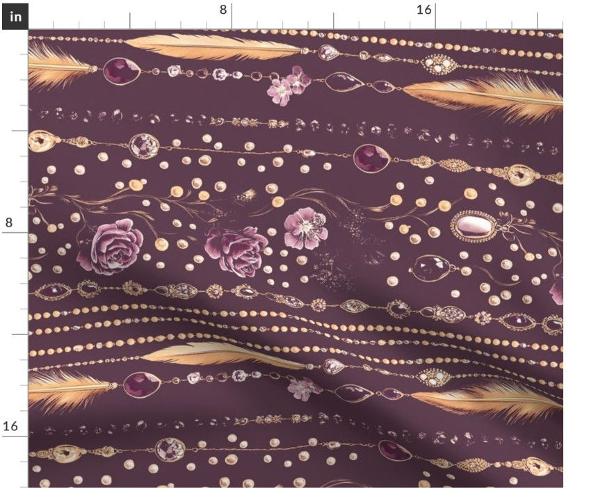 Thumbnail: Atelier Ornament 5 in Purple by Marta Rusin Fat Quarter