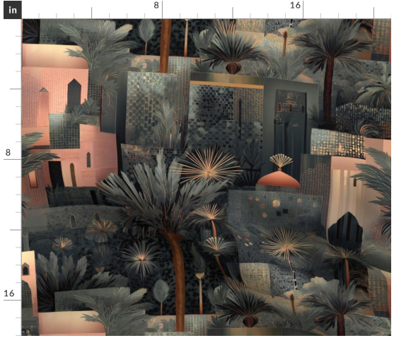 Thumbnail: The Twilight Souk in blush souk by Marta Rusin fat quarter