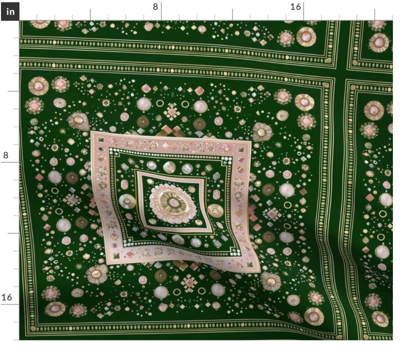 Thumbnail: The Gem Tiles 5 in Emerald by Marta Rusin Fat Quarter