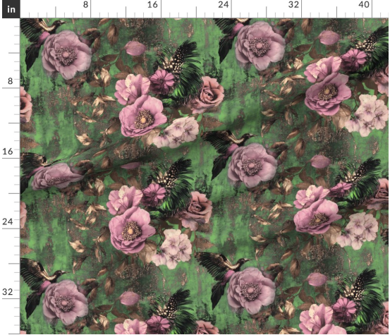 Thumbnail: Twilight Garden in forest green by Marta Rusin yard etc