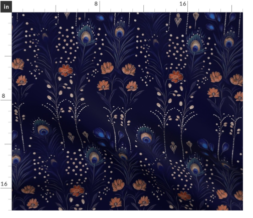 Thumbnail: Talisman Garden 6 Royal Blue by Marta Rusin Fat Quarter