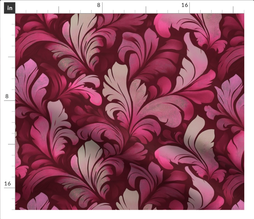 The Plume Nouveau 1 in Rouge by Marta Rusin Fat Quarter