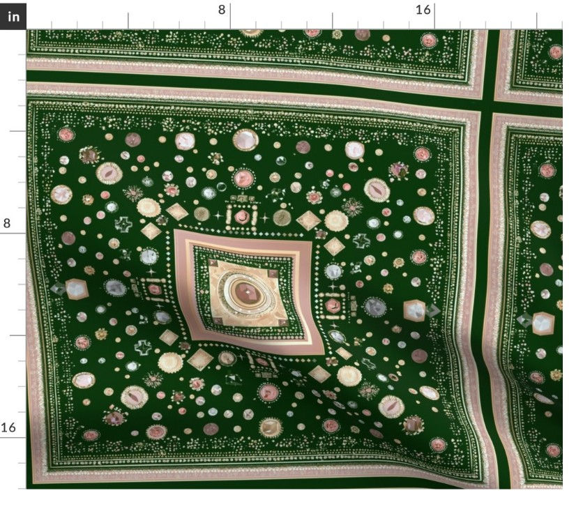 Thumbnail: The Gem Tiles 4 in Emerald by Marta Rusin Fat Quarter
