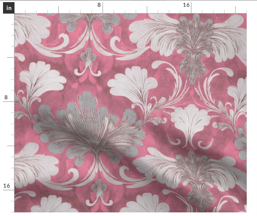 Thumbnail: The Bloom Nouveau 6 in Powder Pink by Marta Rusin Fat Quarter