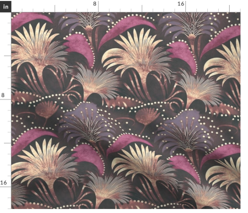 Thumbnail: Palm Arabesque 5 in Mauve by Marta Rusin Fat Quarter