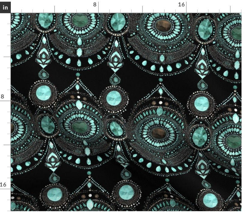 Thumbnail: The Dynasty Jewels 1 in Emerald by Marta Rusin Fat Quarter