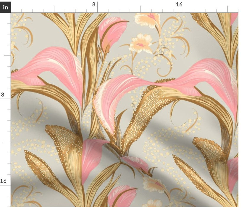 Thumbnail: Velour Botanica 2 in Mist by Marta Rusin Fat Quarter