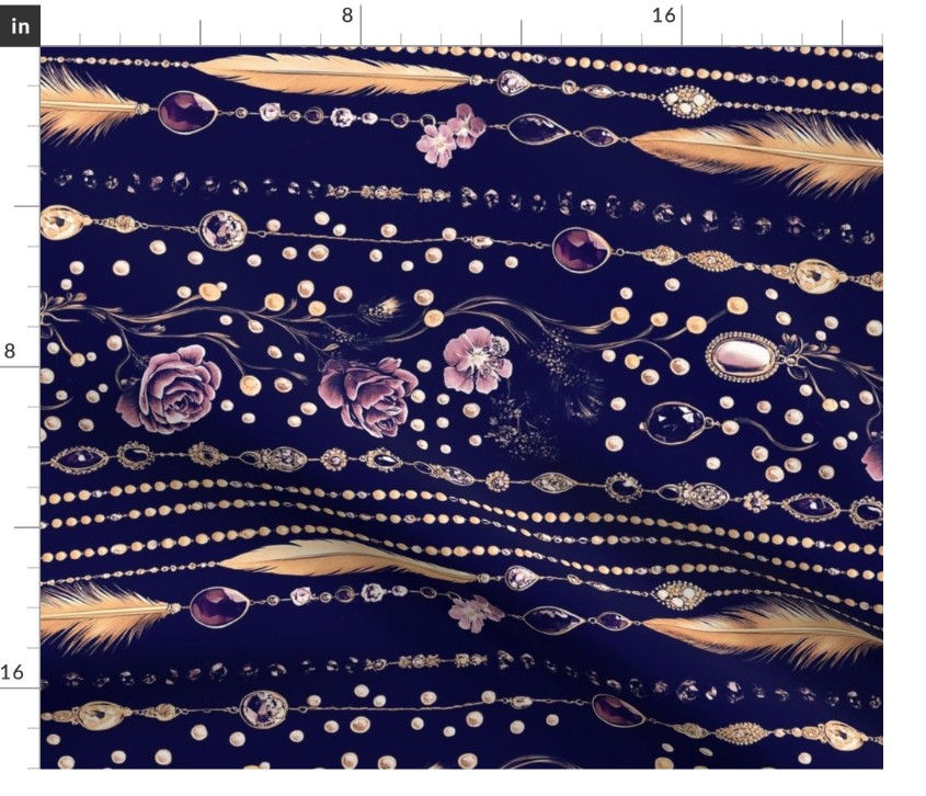 Thumbnail: Atelier Ornament 5 in Royal Blue by Marta Rusin Fat Quarter