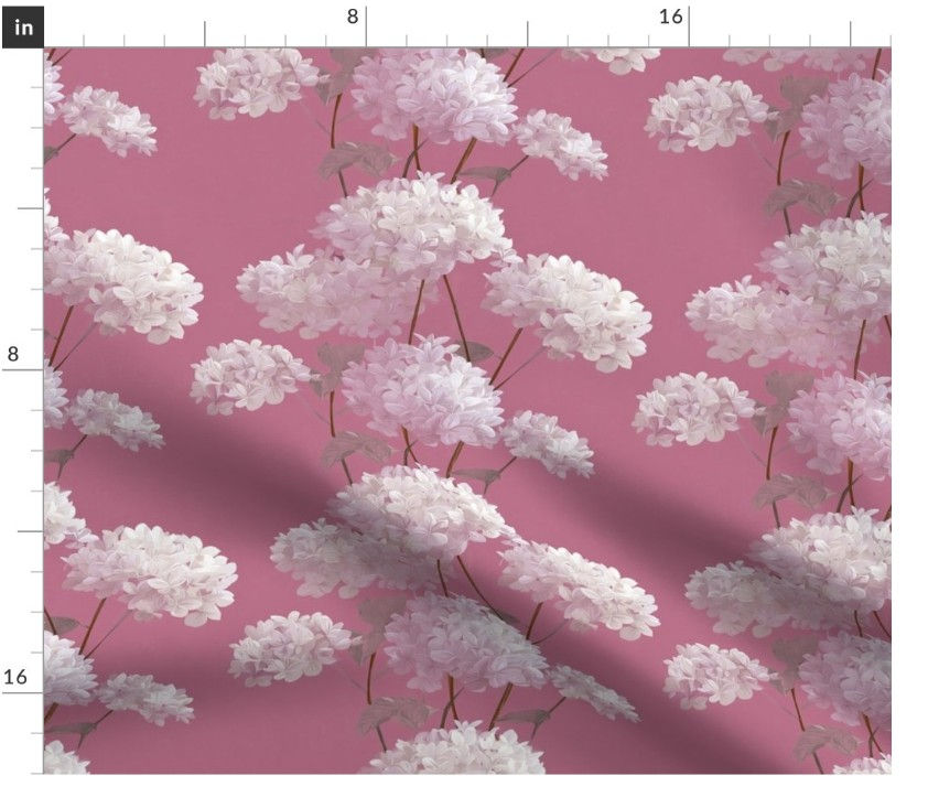 Thumbnail: The Hydrangea Horizon 3 in Blush by Marta Rusin Fat Quarter
