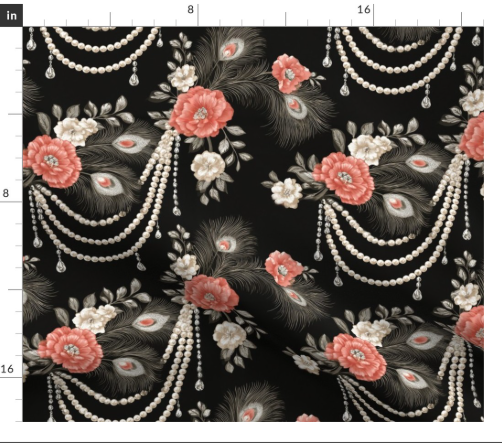 Thumbnail: Pearl Corsage 3 in Onyx by Marta Rusin Fat Quarter