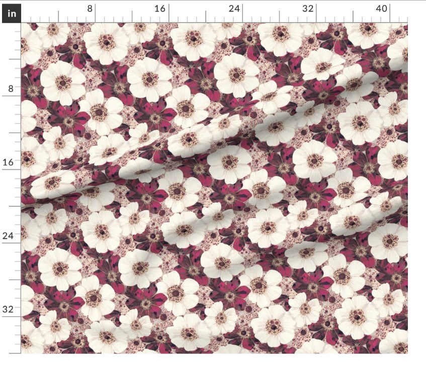 Thumbnail: The Faceted Floral 1 in Wine by Marta Rusin yard etc