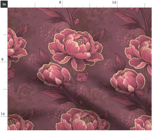 Peony Fresco 5 in Mulberry by Marta Rusin Fat Quarter