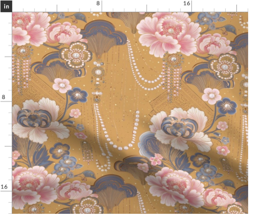 Thumbnail: Pearl Arcade 1 in Ochre by Marta Rusin Fat Quarter