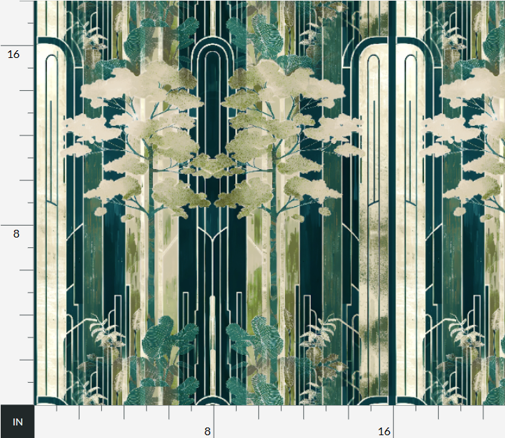 Thumbnail: Jade & Cinnabar 10 in Jade original design by Marta Rusin fat quarter view
