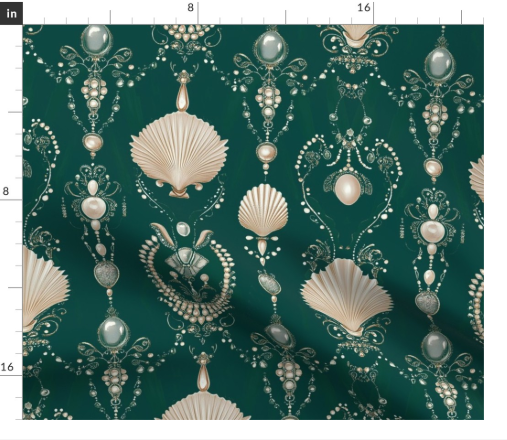 Shell Nouveau 6 Sea Green by Marta Rusin Fat Quarter