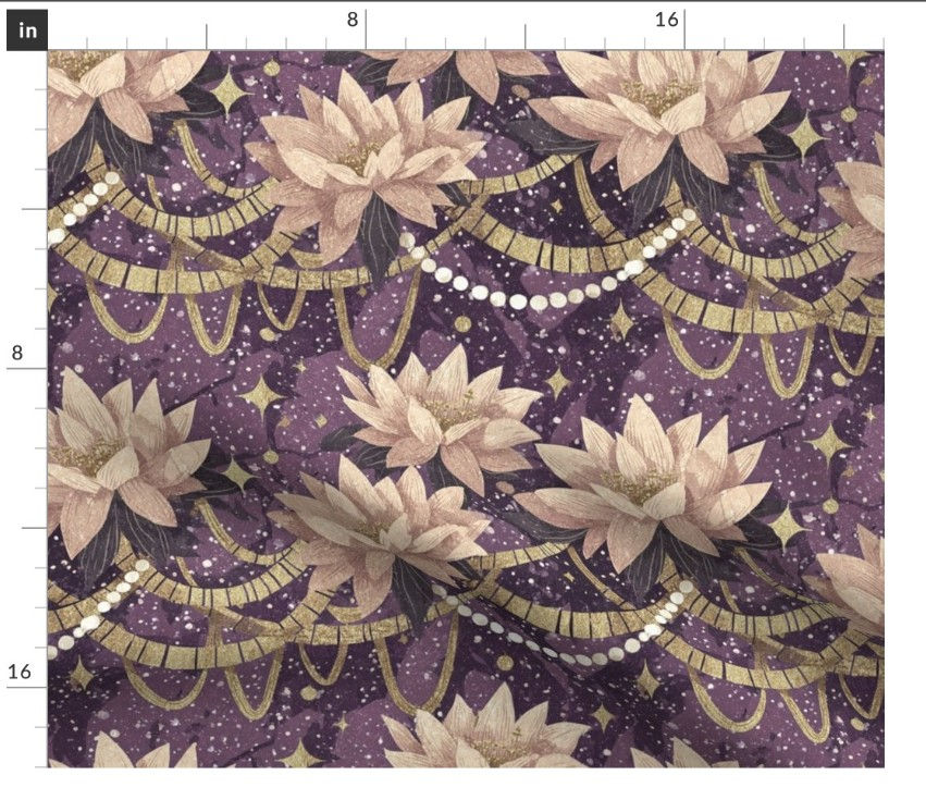 Thumbnail: The Cosmic Lotus 1 in Amethyst by Marta Rusin Fat Quarter