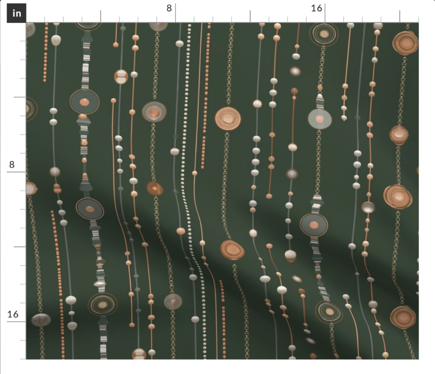 Thumbnail: The Deco Jewels in Green Forest by Marta Rusin fat quarter