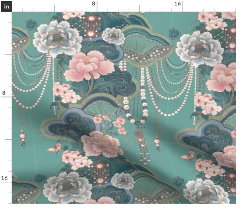 Pearl Arcade 10 in Jade Teal by Marta Rusin Fat Quarter