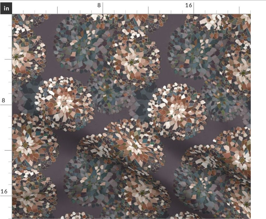 Thumbnail: The Mosaic Bloom 3 in Nude by Marta Rusin Fat Quarter