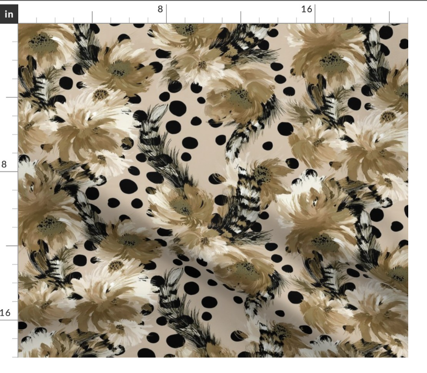 Thumbnail: Painted Plume 1 in Nude by Marta Rusin Fat Quarter