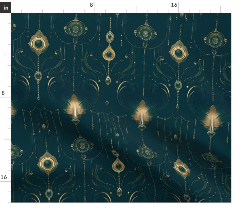 Thumbnail: The Regal Pendants 3 in Teal by Marta Rusin Fat Quarter