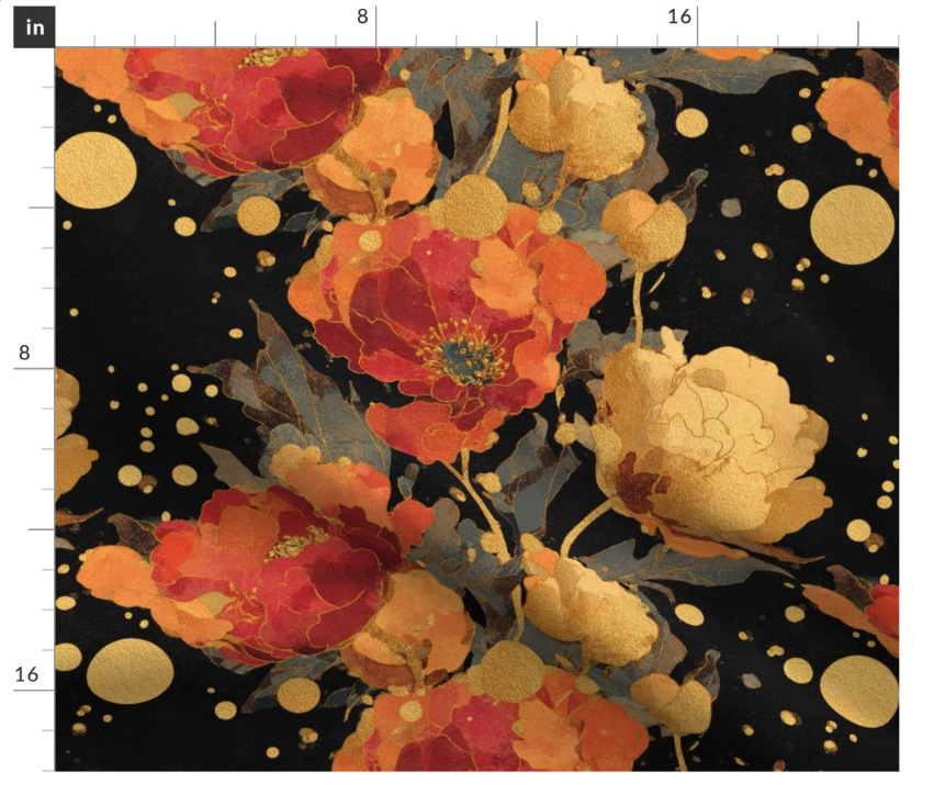 Thumbnail: The Ink and Bloom in Amber Bloom by Marta Rusin  Fat Quarter