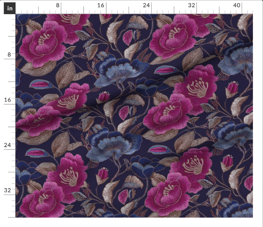 Thumbnail: The Threaded Blooms 1  in Midnight Fuschia  by Marta Rusin yard etc
