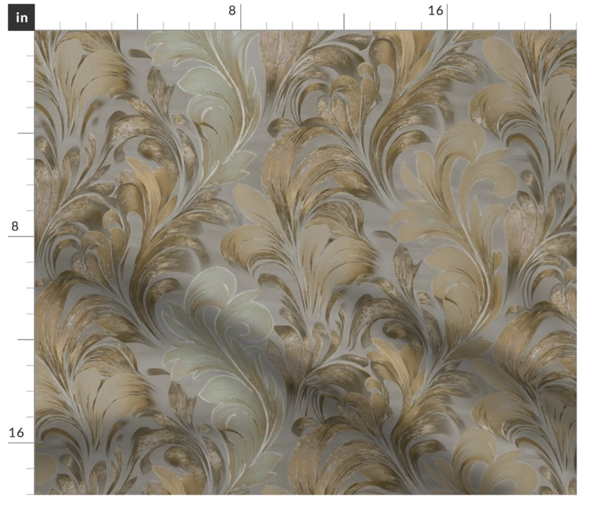Thumbnail: The Plume Nouveau 4 in Gold by Marta Rusin  Fat Quarter