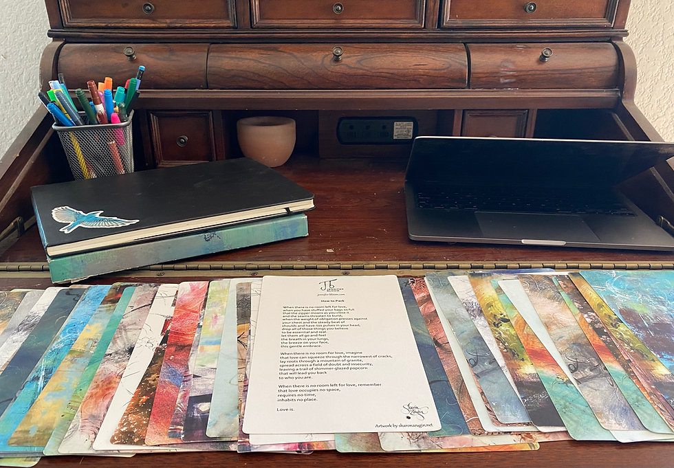 Artwise Poetry Roulette Cards spread out on a desk