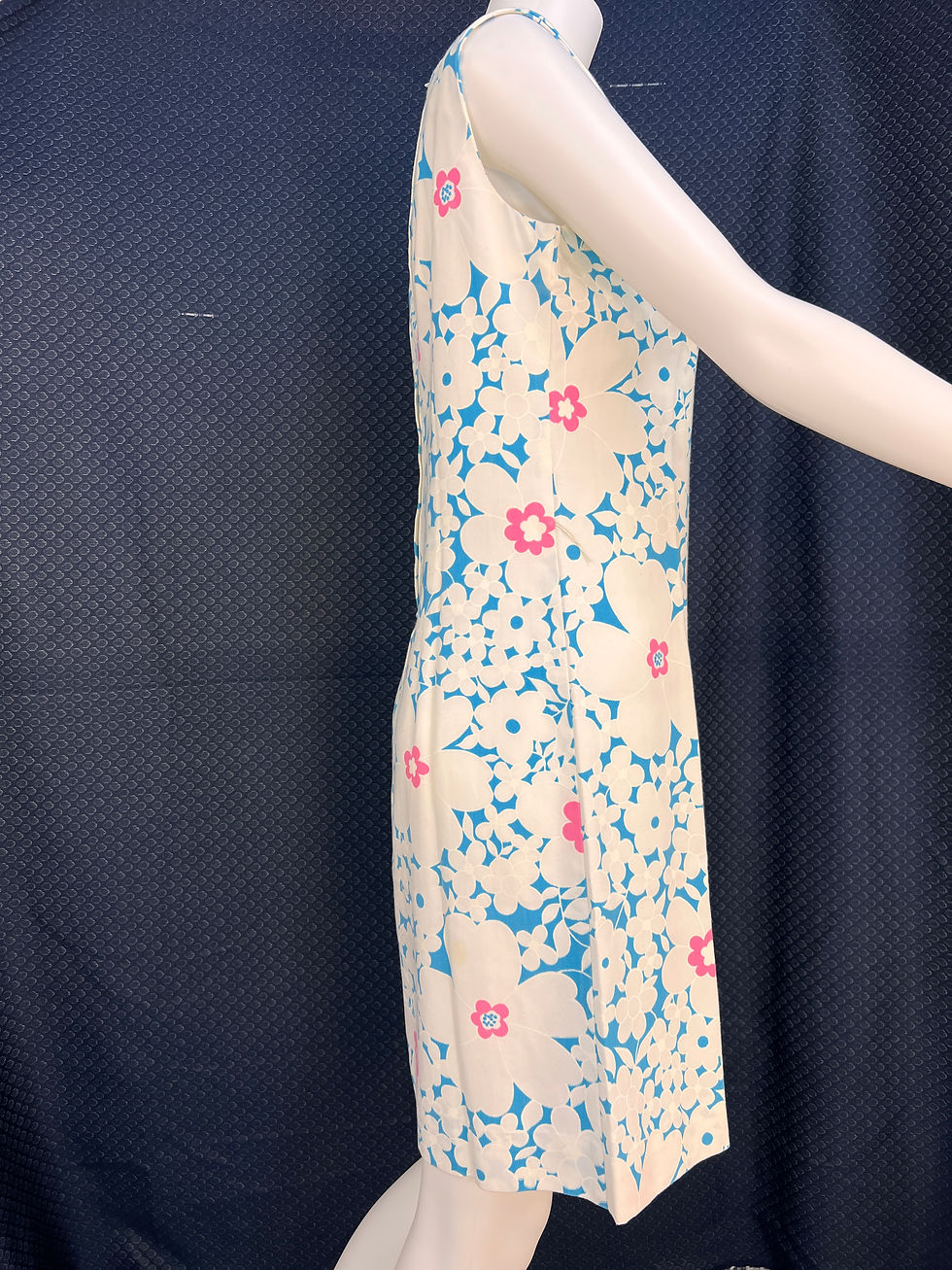 Thumbnail: 1960s Blue and White Liberty Circle Minidress, S/M