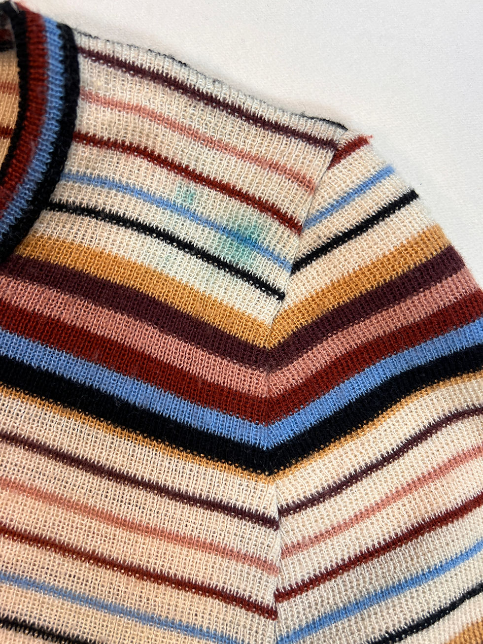 Thumbnail: 1970s Brown and Blue Striped Sweater, Small