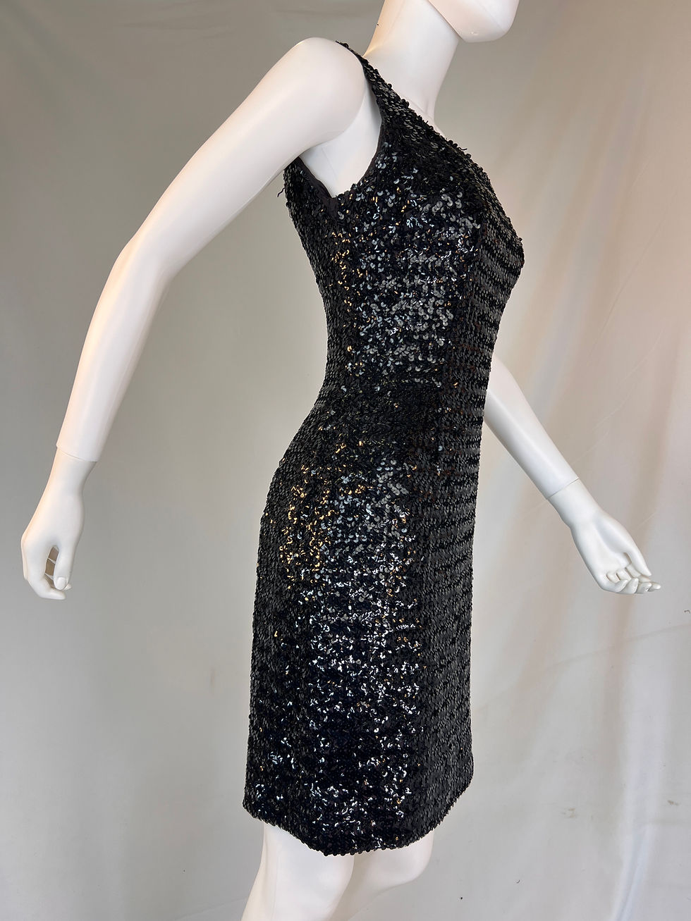 Thumbnail: Vintage Black Sequin Mini Dress, XS