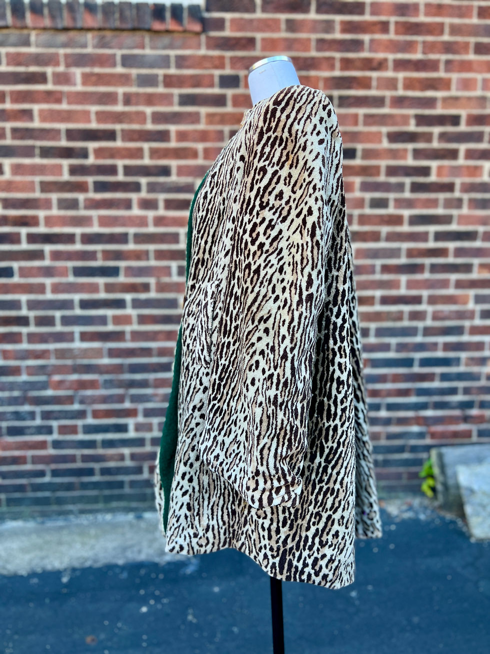 Thumbnail: Fleecy Leopard and Green Reversible Car Coat, XL