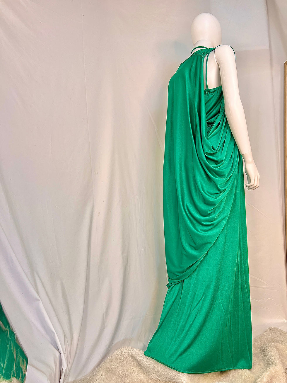 Thumbnail: 1970s Kelly Green Dress and Wrap Set, M