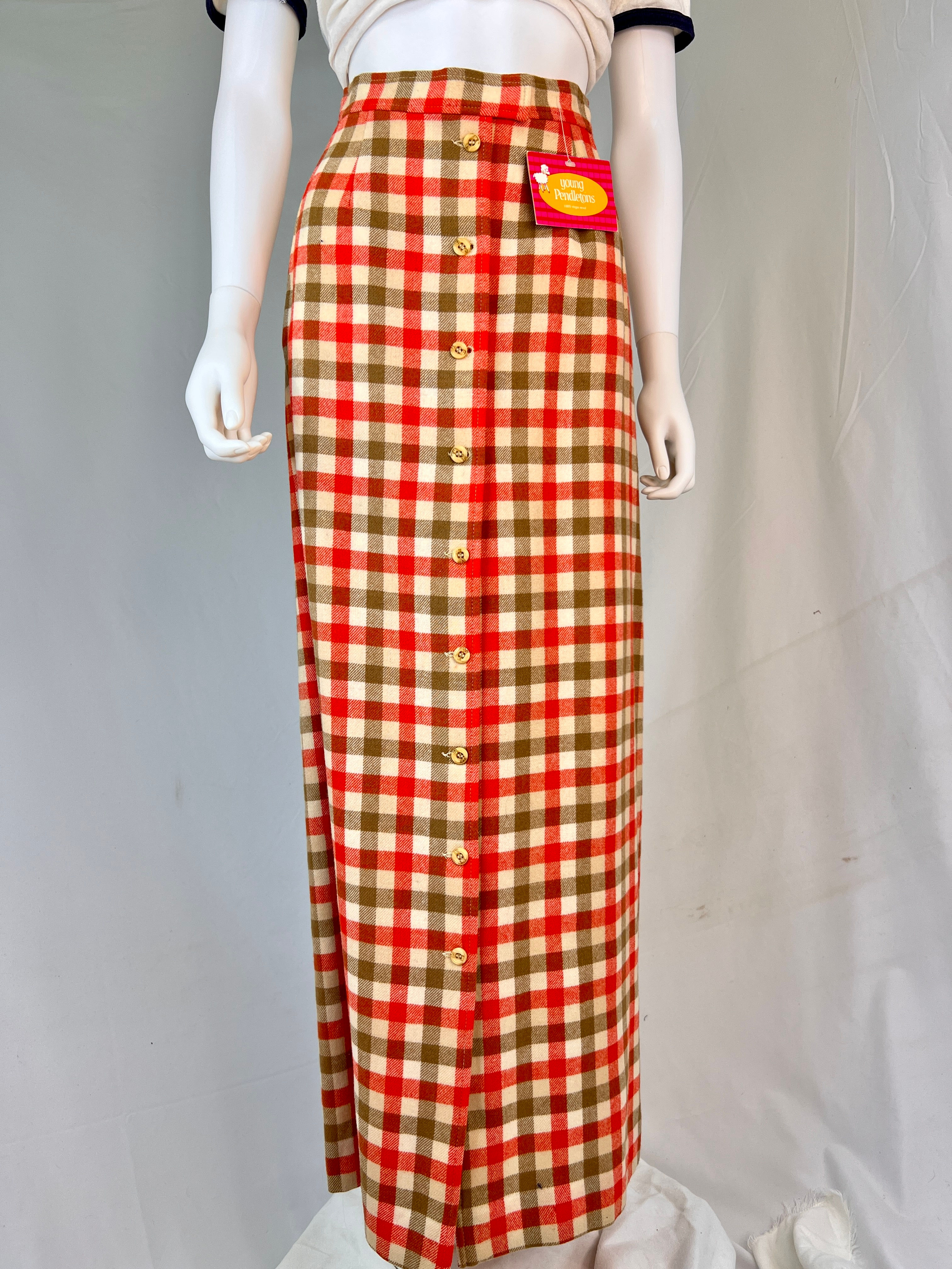 1960s Young Pendletons Virgin Wool Maxi Skirt - Juniors Sizing
