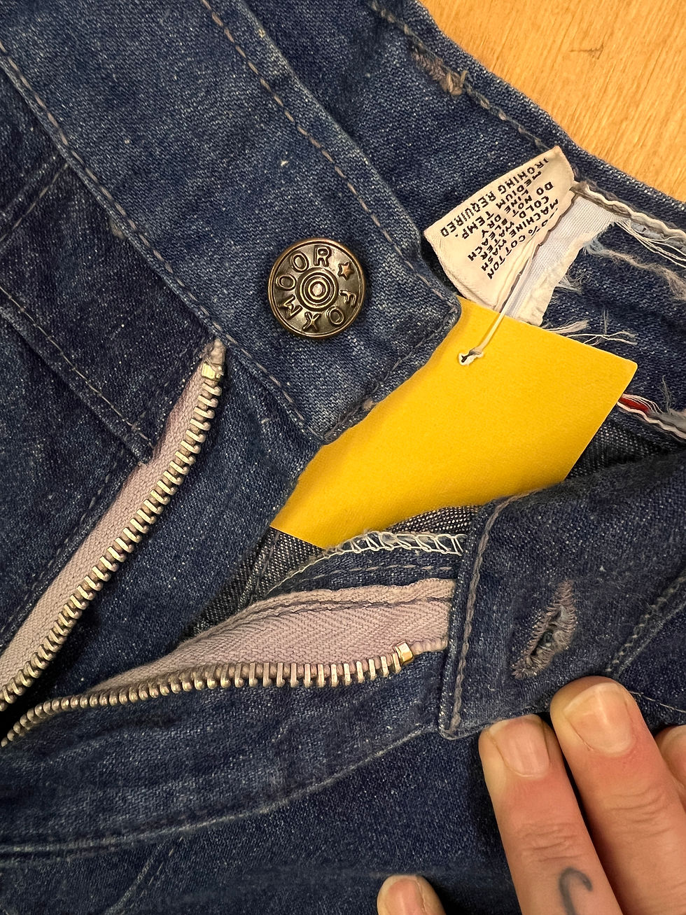 Thumbnail: 1970s Foxmoor Bell Bottom Patchwork Style Jeans, 27" Waist