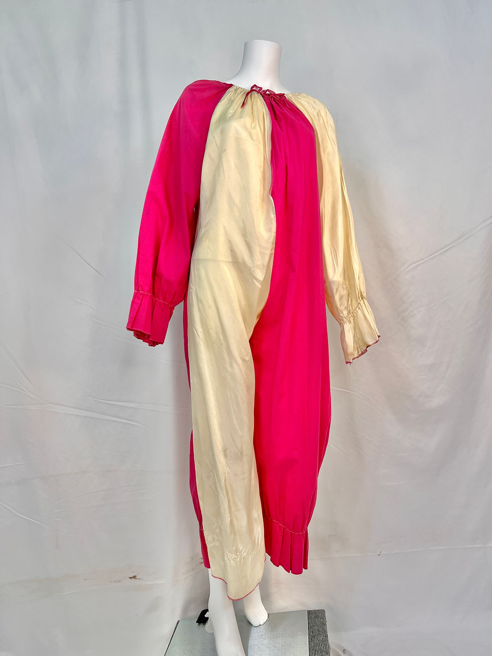 Thumbnail: Pink and Cream Colorblock Clown Costume, Adult size