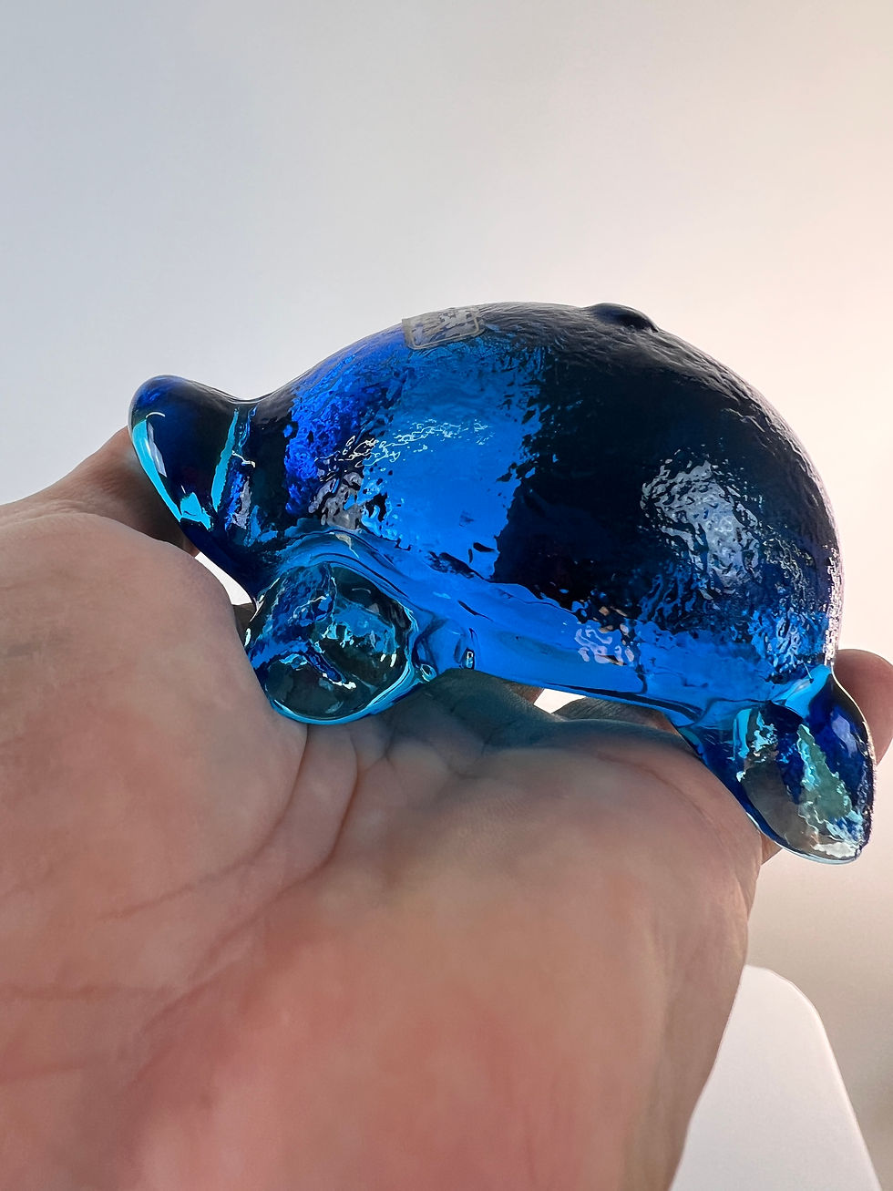 Thumbnail: 1970s Wheatoncraft Blue Glass Turtle Paperweight
