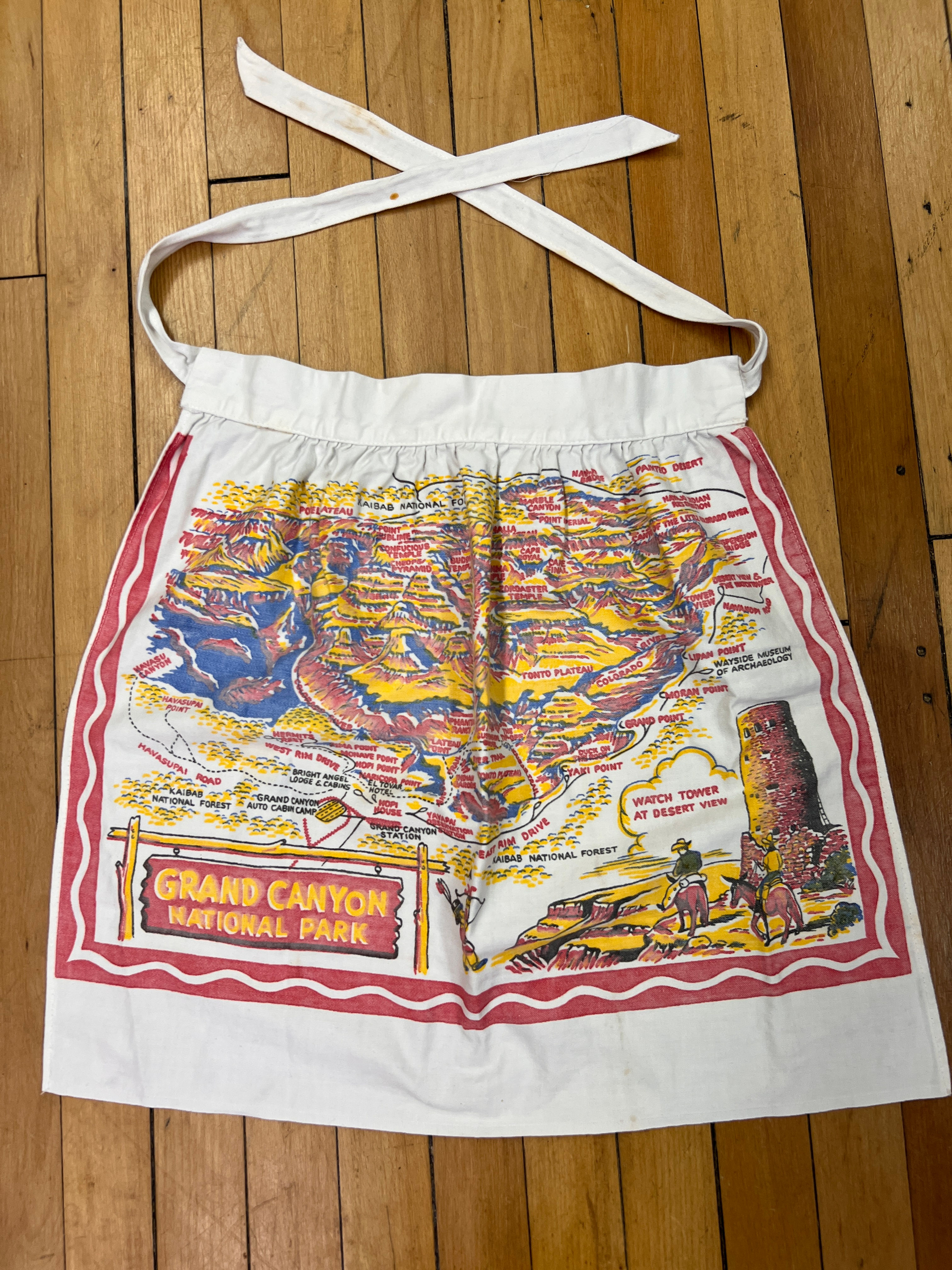 1950s Cactus Cloth Grand Canyon Souvenir Apron
