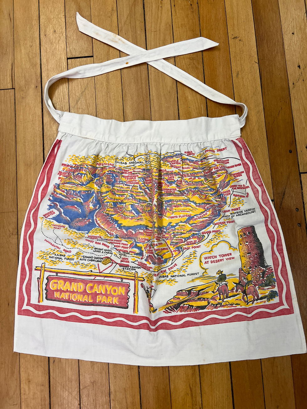Thumbnail: 1950s Cactus Cloth Grand Canyon Souvenir Apron