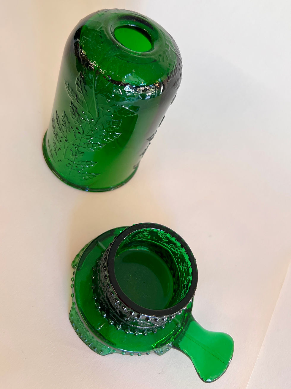 Thumbnail: 1930s Mosser Glass Fairy Lamp, Emerald Green