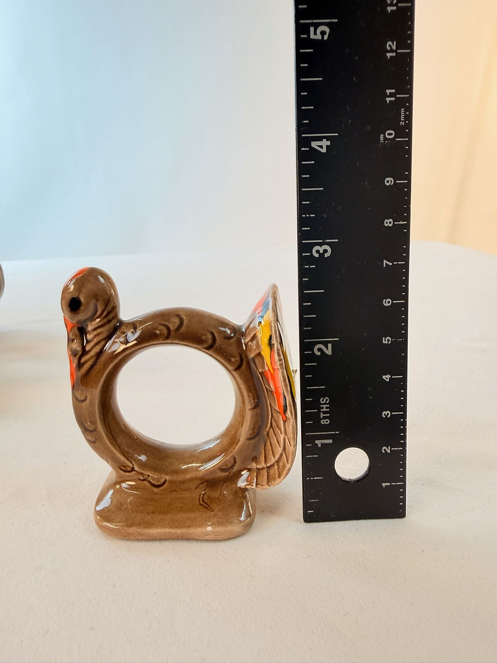 Thumbnail: Vintage Ceramic Turkey Napkin Rings - Set of 7