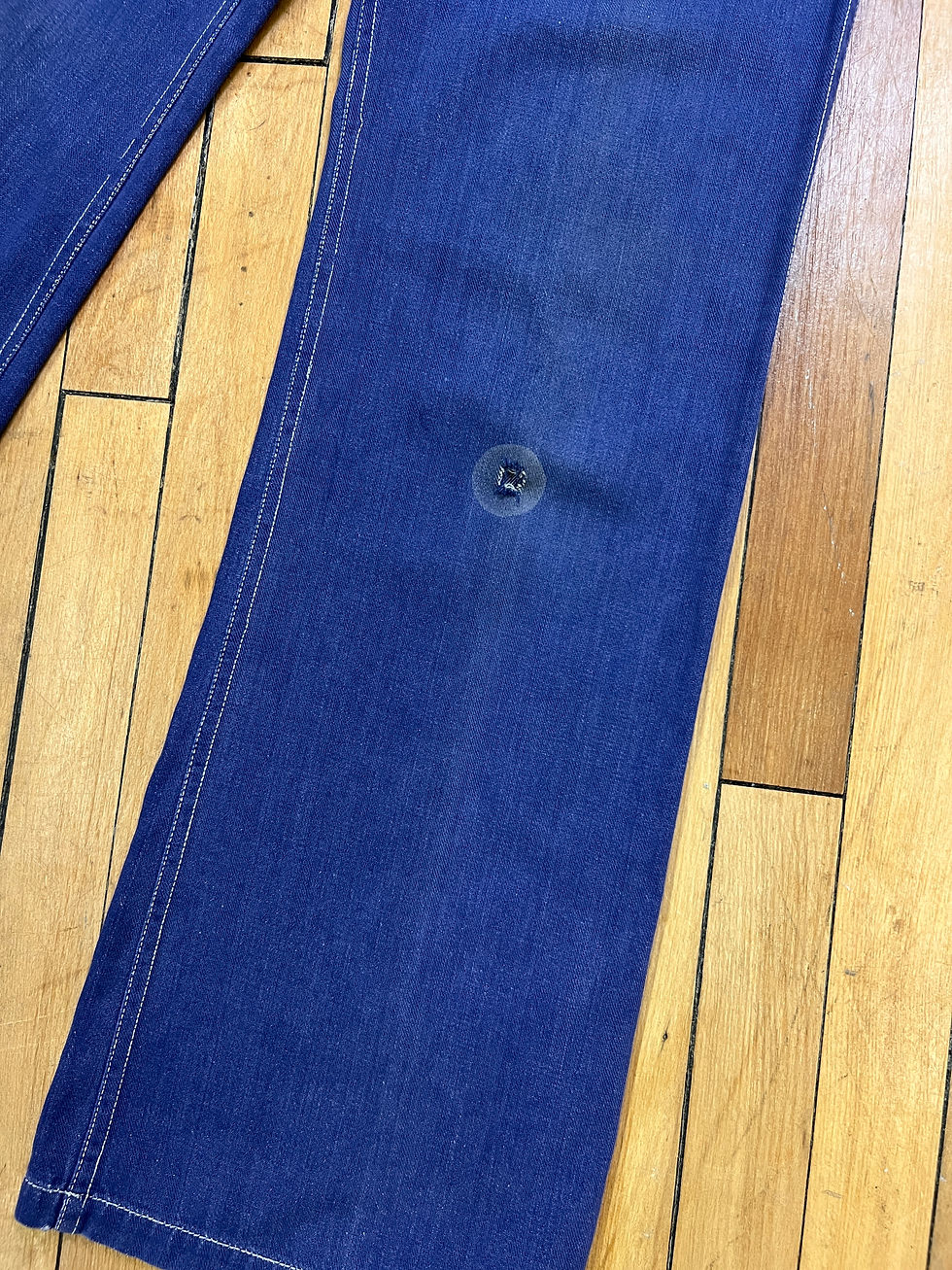 Thumbnail: 1970s Patched Wide Leg Bell Bottom Jeans, Waist 28"