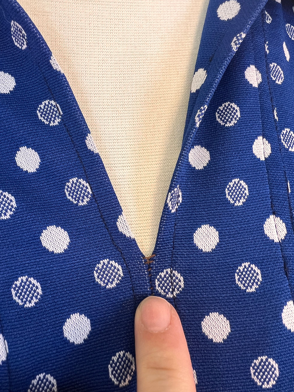 Thumbnail: 1960s Collared Polka Dot Dress, 3XL
