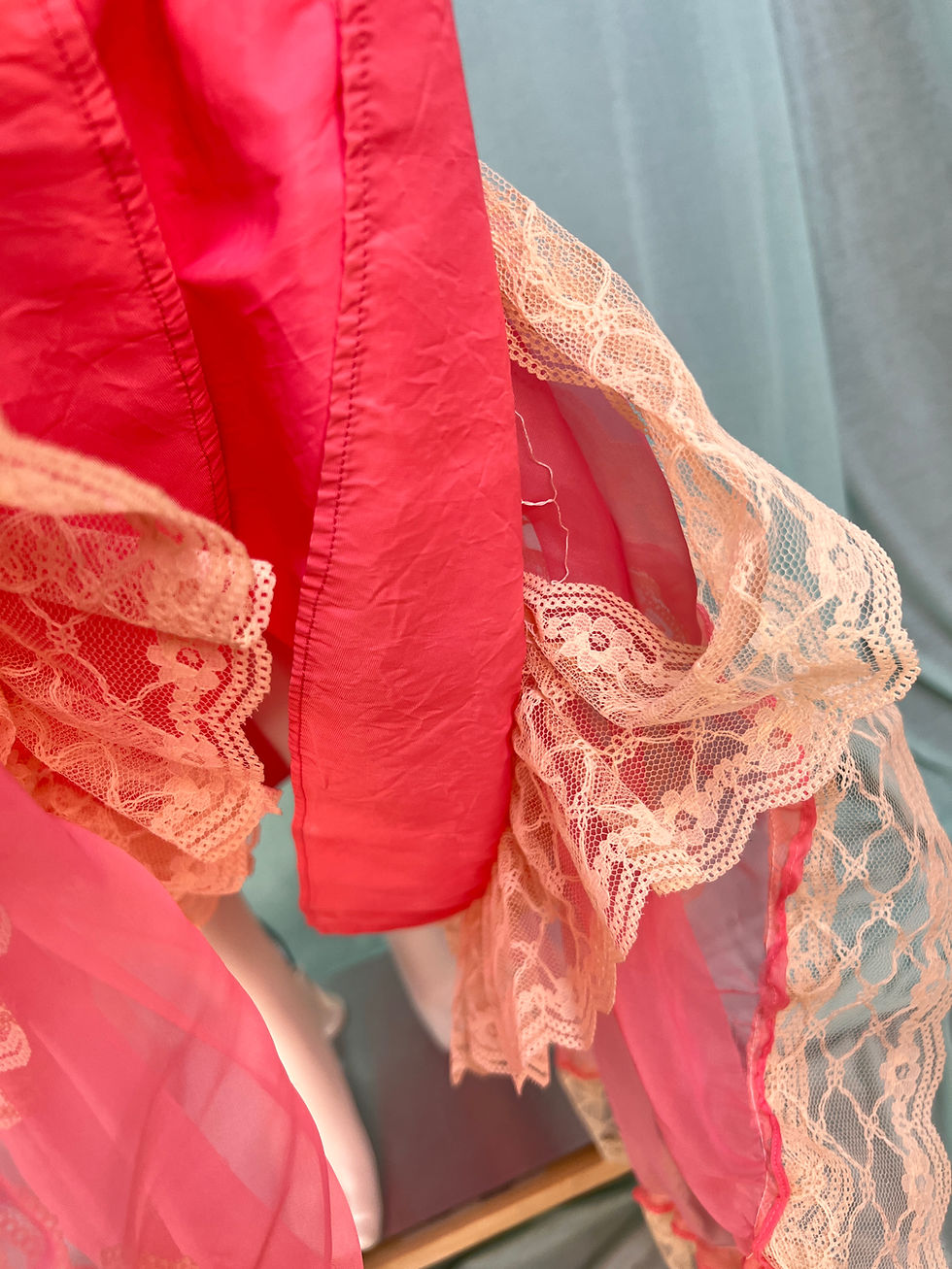 Thumbnail: Hot Pink & Lace 1960s Formal Dress, XS
