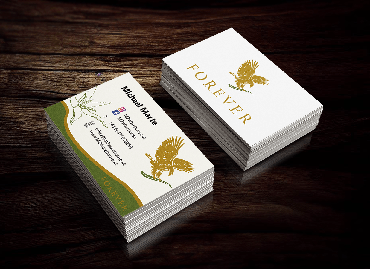 🔹 Forever Living Visitenkarten Aloe #2 – Rückseite Classic mit stilisierter Aloe-Grafik