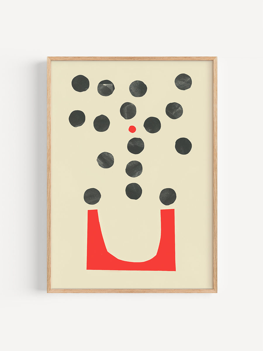 Red Vase Gray Figures | Anna Ukraintseva