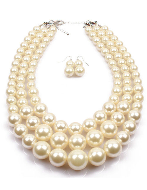 Thumbnail: Pearl Necklace and Earring Set